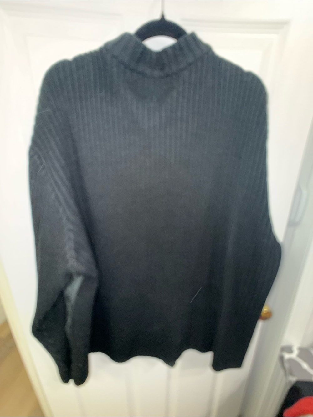 Protege Collection Mens Black Genuine Suede Ribbed Quarter Zip Sweater XXL